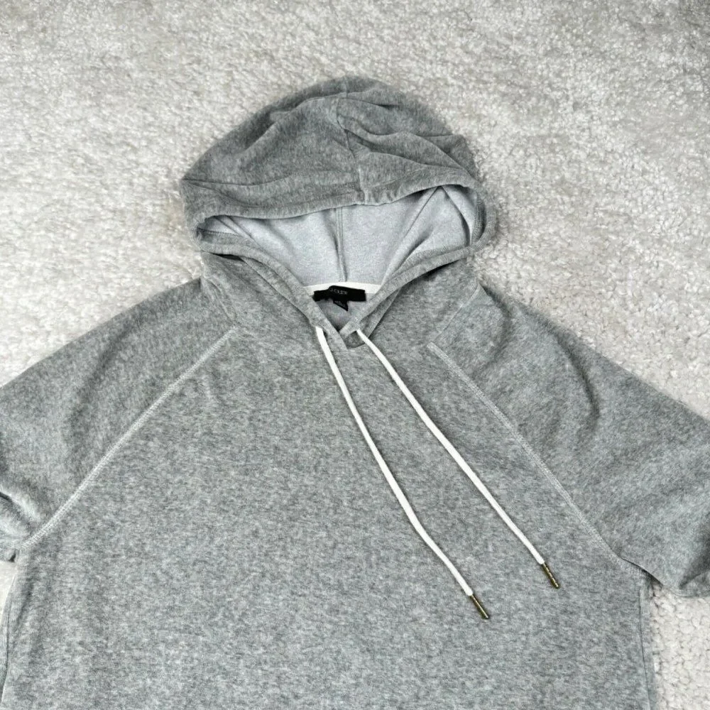 J. Crew Velour Pullover Hoodie Gray